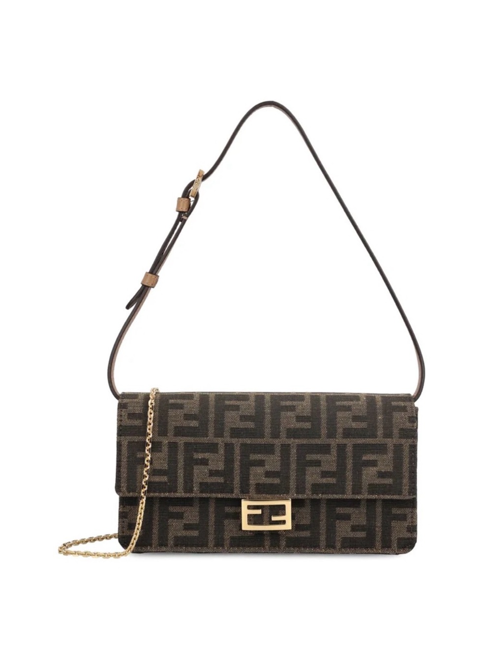 NWT Fendi Wallet Baguette FF Jacquard Chain-Linked